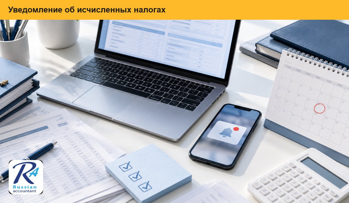 Бухгалтер заполняет уведомление об исчисленных налогах