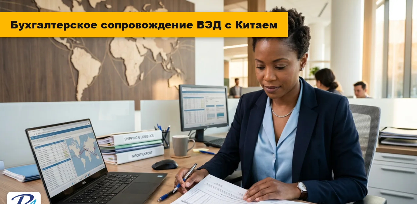 Бухгалтерское сопровождение ВЭД с Китаем — специалист проверяет документы по экспорту-импорту