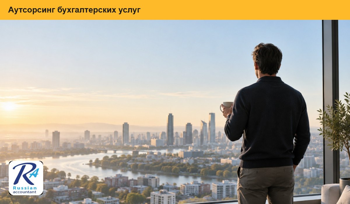 Владелец бизнеса с чашкой кофе смотрит на утренний город