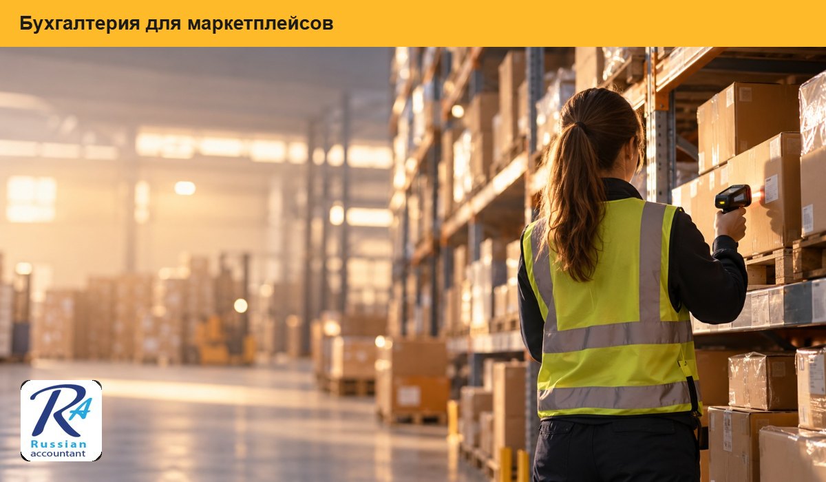 Сотрудник склада сканирует посылки на стеллаже