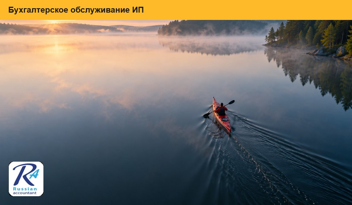 Байдарочник в одиночной лодке на утреннем озере, вид сверху